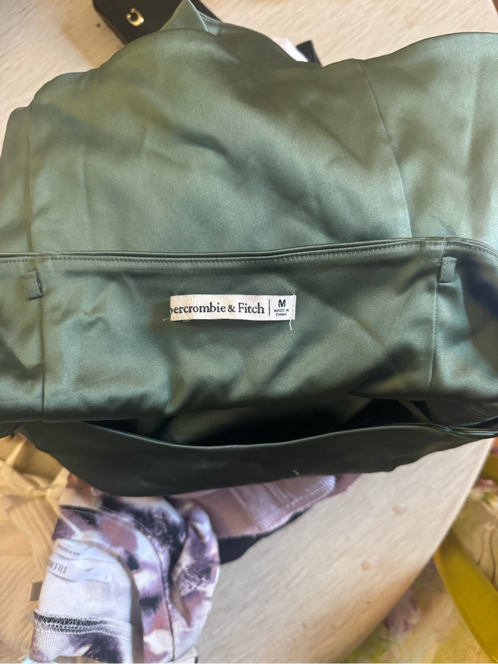 Abercrombie & Fitch Olive Green Satin Strapless Top - Picture 5 of 5